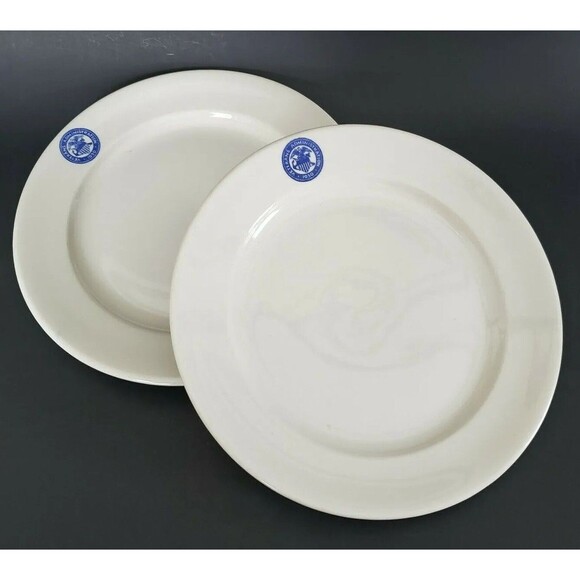 1930 Vtg Military Army Veterans Administration 9" Dinner Plates 2 Buffalo China - Picture 2 of 6